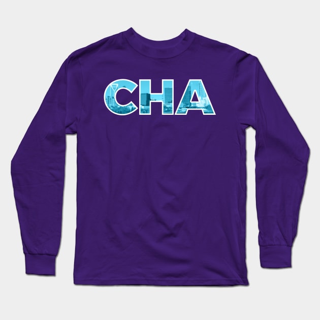 Charlotte Hornets CHA Skyline Long Sleeve T-Shirt by StupidHead